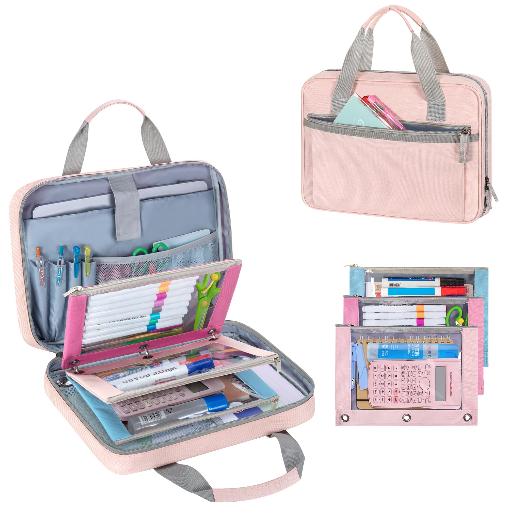 Amazon.com : YARWO 2026 Upgraded Zipper Binder 3 Ring Bag with 3